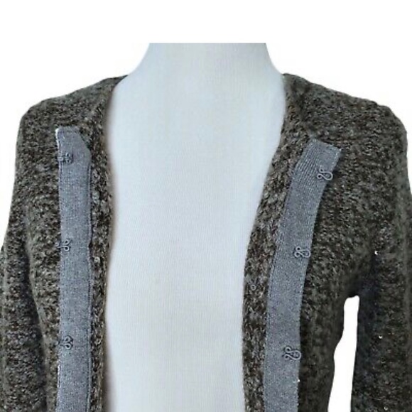 Banana Republic Cardigan M Fine Merino Wool Hook Closure Sequins - Picture 6 of 10